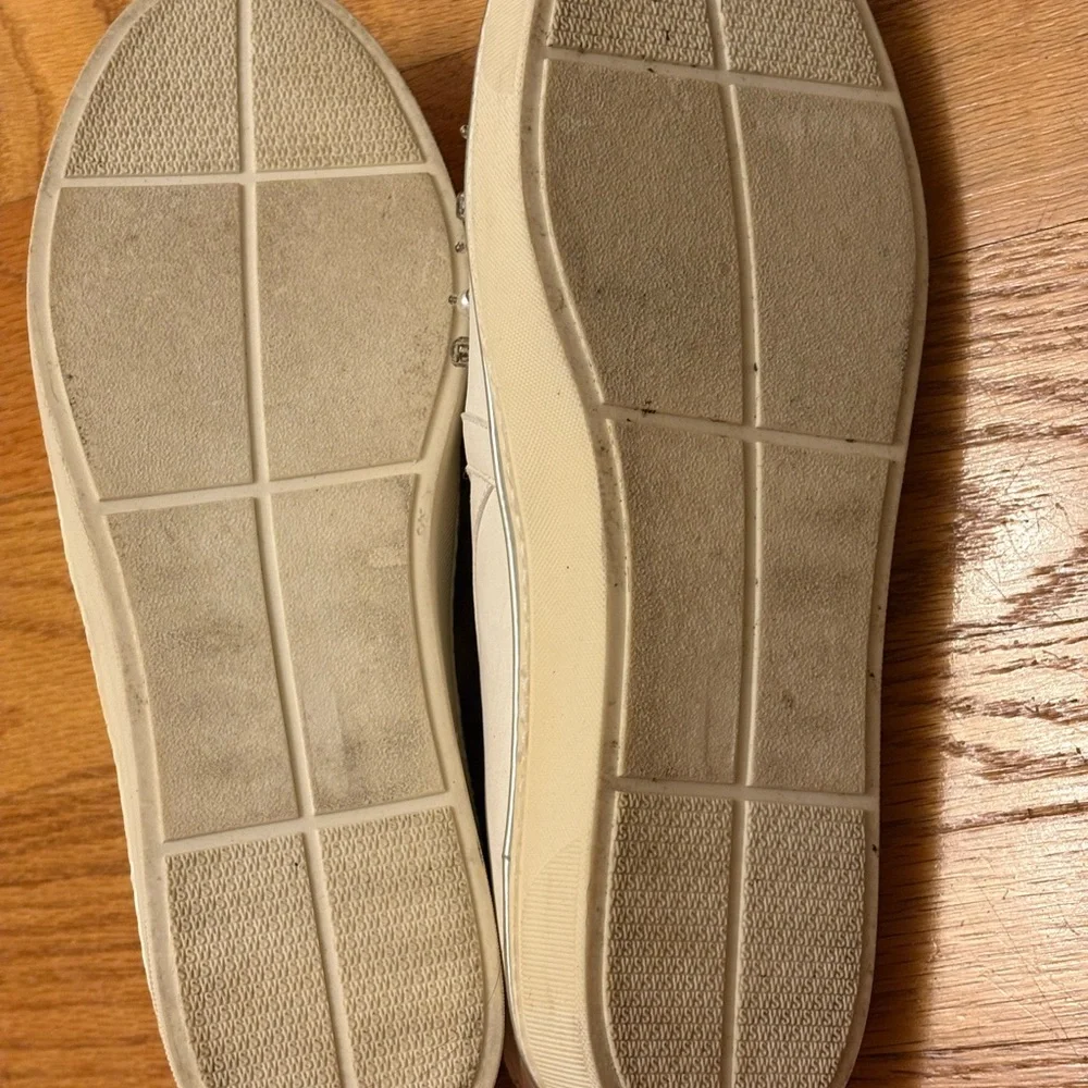 Stuart Weitzman White Embellished Slip on Sneakers - Picture 4 of 5